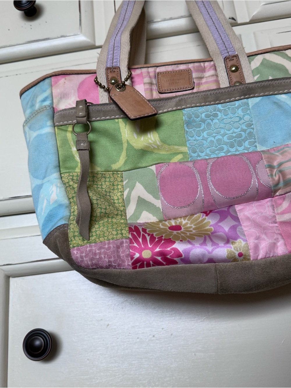 Vintage Y2K Coach pastel patchwork tote - Picture 4 of 12